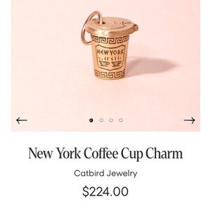 Catbird Solid Gold New York Coffee Cup Charm